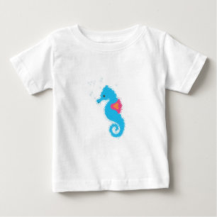 Camiseta De Bebé Personalizado azul caballito de mar