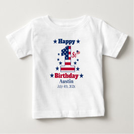 Camiseta De Bebé Personalizado Blanco, primer cumpleaños de Baby Bo