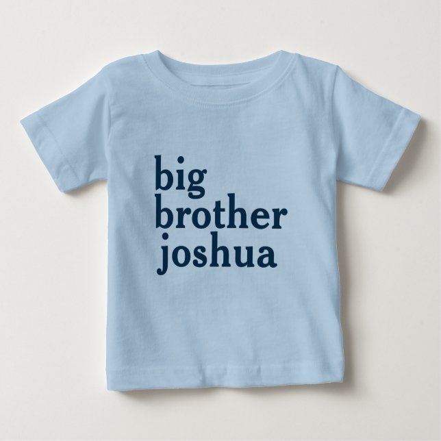 Camiseta De Bebé Personalizado Blue Big Brother Baby T-Shirt (Anverso)