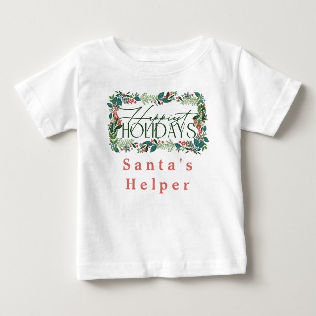 Camiseta De Bebé Personalizado botánico Textos Navidades festivos (Anverso)