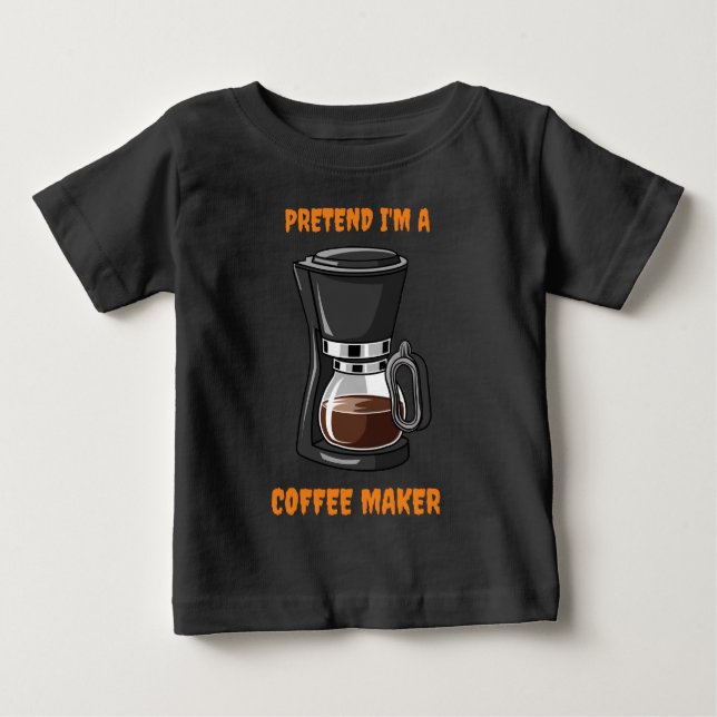 Camiseta De Bebé personalizado cafetera simple disfraz negro (Anverso)