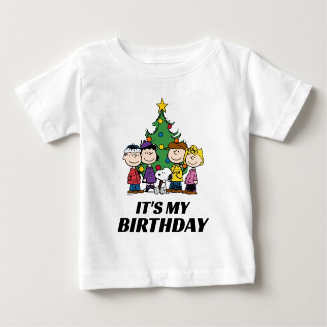 Camiseta De Bebé Personalizado Charlie Brown y amigos Cumpleaños de (Anverso)