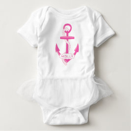 Camiseta De Bebé Personalizado Chica de Anclaje Náutico Baby Tutu B