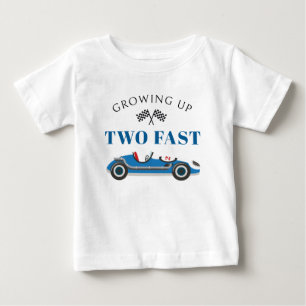 Camiseta De Bebé Personalizado coche de carreras azules de cumpleañ