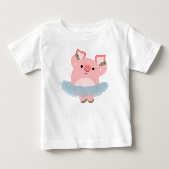Camiseta De Bebé Personalizado Cute Ballerina Cerdo Bebé Camiseta (Anverso)