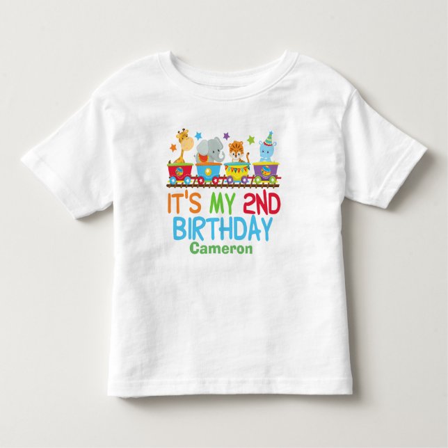 Camiseta De Bebé Personalizado Cute Circus Animal Train 2º cumpleañ (Anverso)