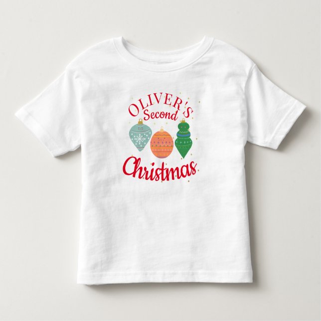 Camiseta De Bebé Personalizado Cute Kawaii Ornament Segundo Navidad (Anverso)
