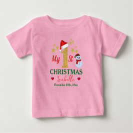 Camiseta De Bebé Personalizado Cute Pink Mis primeros Navidades Gor