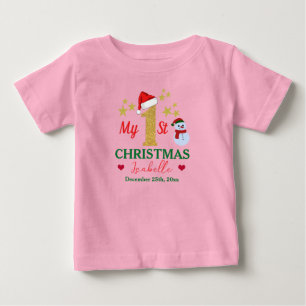 Camiseta De Bebé Personalizado Cute Pink Mis primeros Navidades Gor