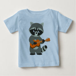 Camiseta De Bebé Personalizado Cute Raccoon Tocando Guitarra Bebé C