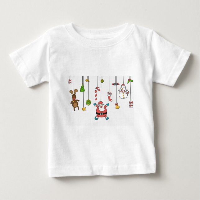Camiseta De Bebé Personalizado Cute Santa y amigos Navidades (Anverso)