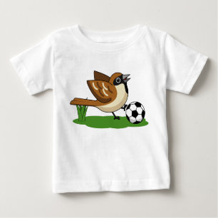 Camiseta De Bebé Personalizado Cute Sparrow Jugando Fútbol