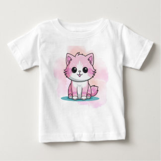 Camiseta De Bebé Personalizado de acuarela de gato rosado Kitten An