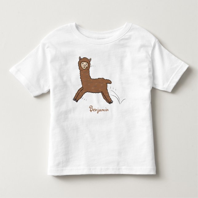 Camiseta De Bebé Personalizado de alpaca marrón feliz (Anverso)