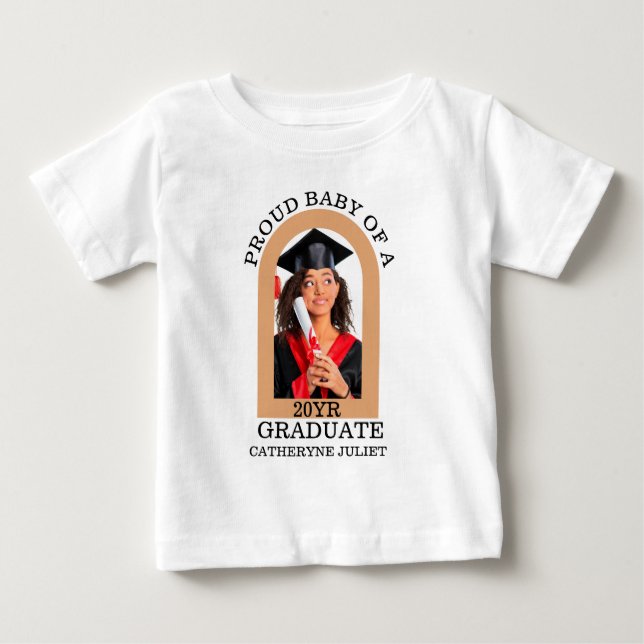 Camiseta De Bebé Personalizado de Arco Moderno Foto orgullosa gradu (Anverso)