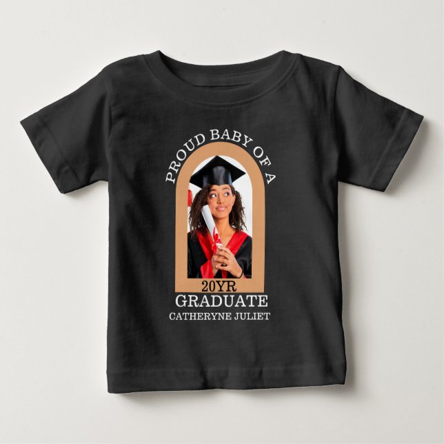 Camiseta De Bebé Personalizado de Arco Moderno Foto orgullosa gradu (Anverso)