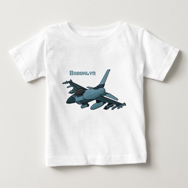 Camiseta De Bebé Personalizado de avión de combate militar (Anverso)