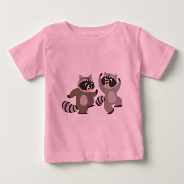 Camiseta De Bebé Personalizado de baile lindo Raccoons Bebé camiset (Anverso)