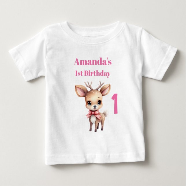 Camiseta De Bebé Personalizado de bebes de ciervos Ilustracion prim (Anverso)