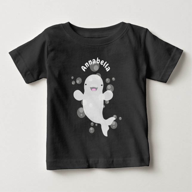 Camiseta De Bebé Personalizado de burbujas de ballena de beluga (Anverso)