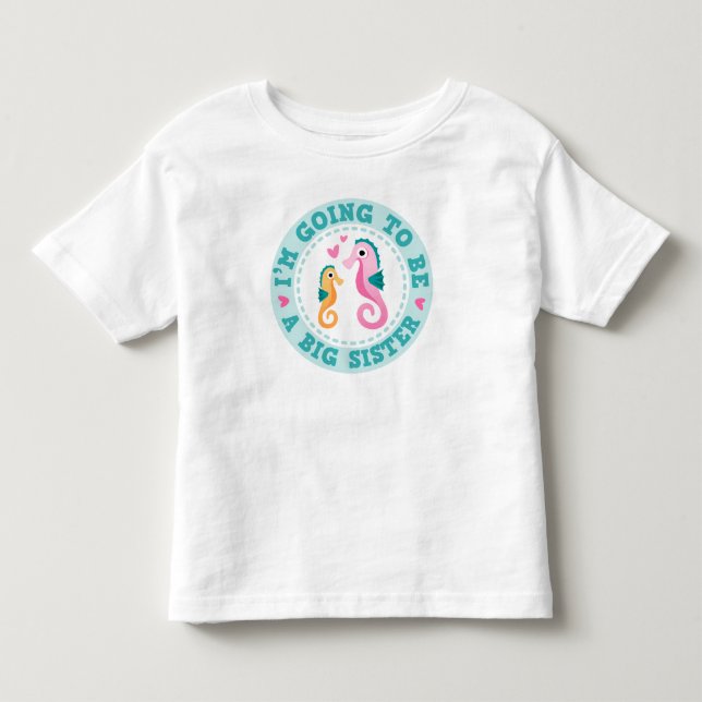 Camiseta De Bebé Personalizado de caballitos de mar. Voy a ser una  (Anverso)