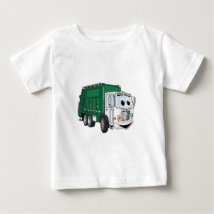 Camiseta De Bebé Personalizado de Camión de Basura Blanco Verde Son