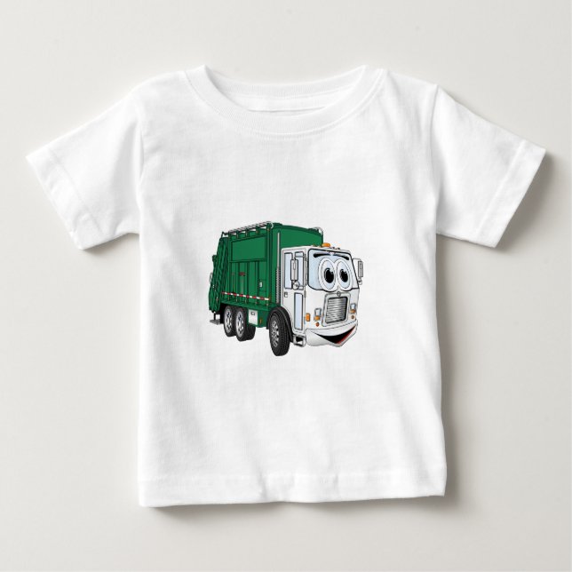 Camiseta De Bebé Personalizado de Camión de Basura Blanco Verde Son (Anverso)