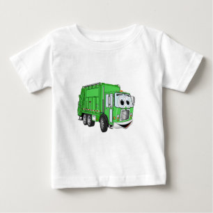 Camiseta De Bebé Personalizado de camión de basura sonriente verde 