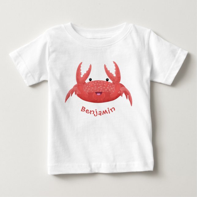 Camiseta De Bebé Personalizado de cangrejo rojo lindo ilustracion (Anverso)