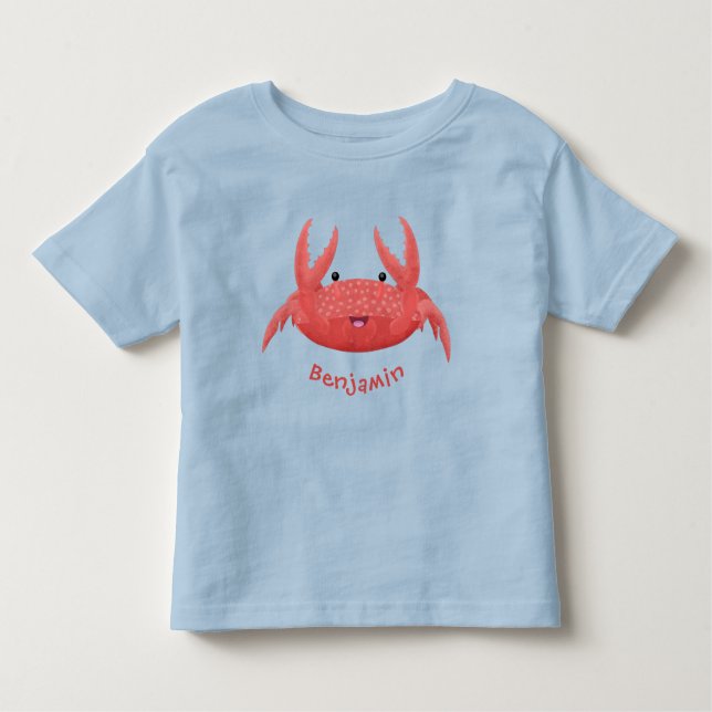 Camiseta De Bebé Personalizado de cangrejo rojo lindo ilustracion (Anverso)