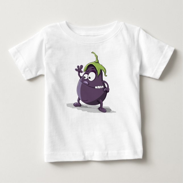 Camiseta De Bebé Personalizado de carácter vegetal de berenjena Cam (Anverso)