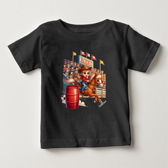 Camiseta De Bebé Personalizado de Carreras de barril de gallina de  (Anverso)