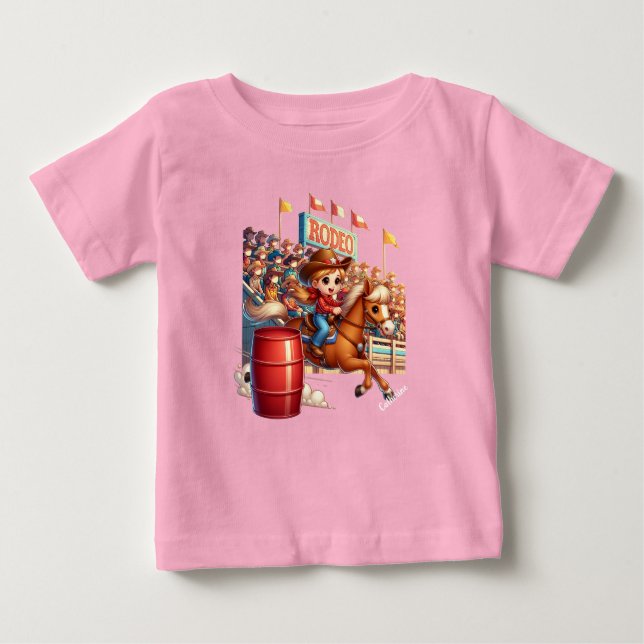 Camiseta De Bebé Personalizado de Carreras de barril de gallina de  (Anverso)