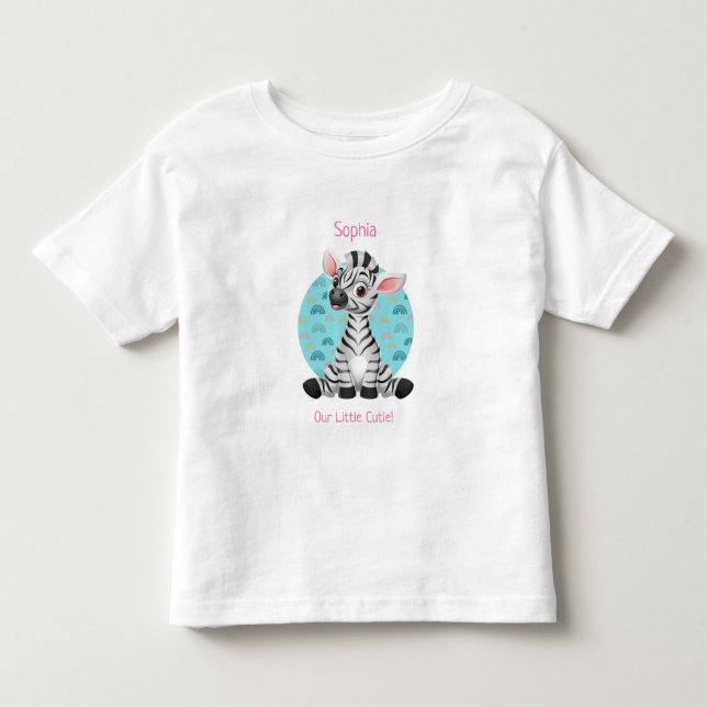 Camiseta De Bebé Personalizado de cebra de bebé, nombre de bricolaj (Anverso)