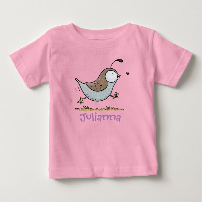 Camiseta De Bebé Personalizado de codorniz californiano en funciona (Anverso)