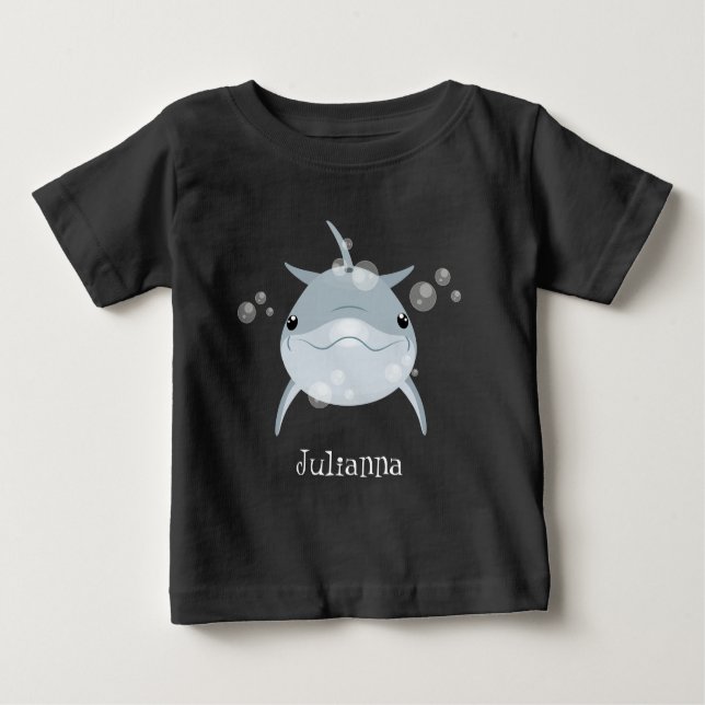 Camiseta De Bebé Personalizado de delfín kawaii feliz (Anverso)