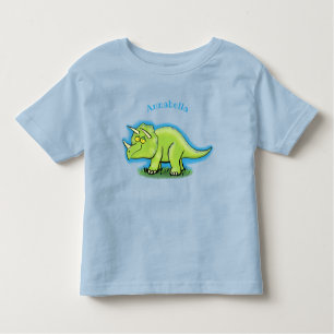 Camiseta De Bebé Personalizado de dinosaurios de triceratops verde 