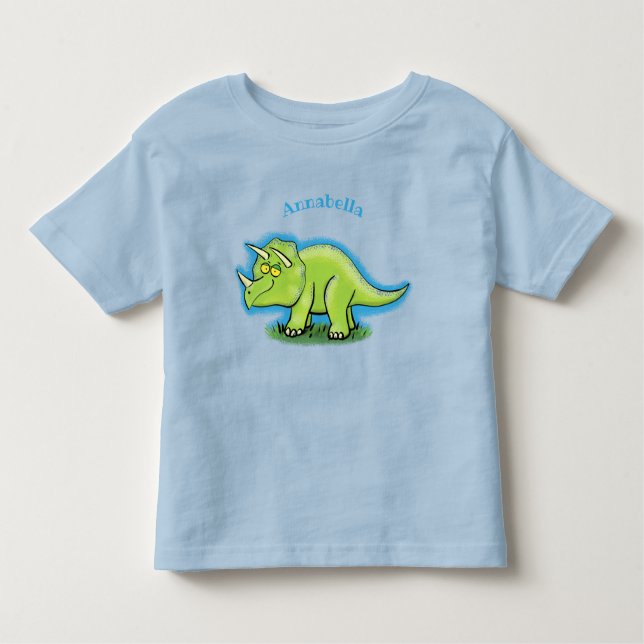 Camiseta De Bebé Personalizado de dinosaurios de triceratops verde  (Anverso)