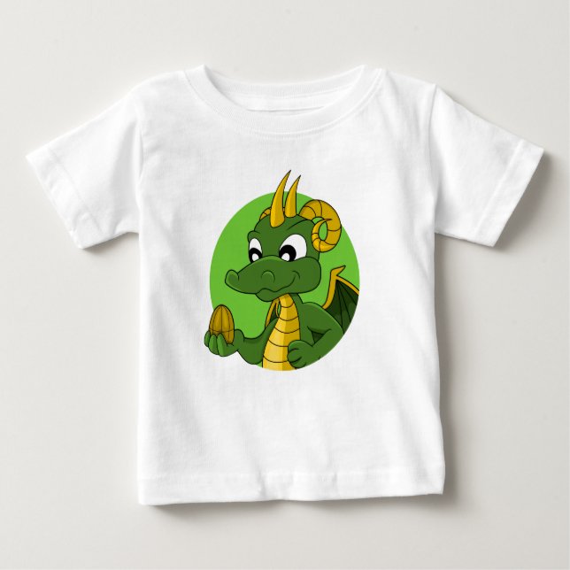 Camiseta De Bebé Personalizado de dragón verde bebé T-Shirt (Anverso)