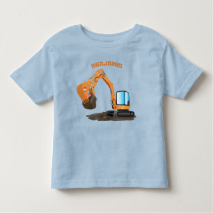 Camiseta De Bebé Personalizado de excavadora de naranja cúpula