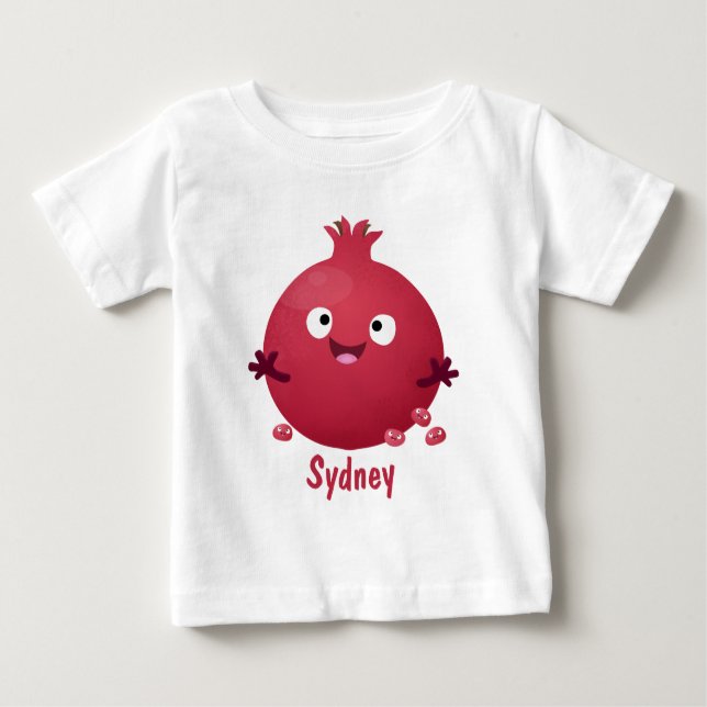 Camiseta De Bebé Personalizado de frutas pomegranadas alegres (Anverso)