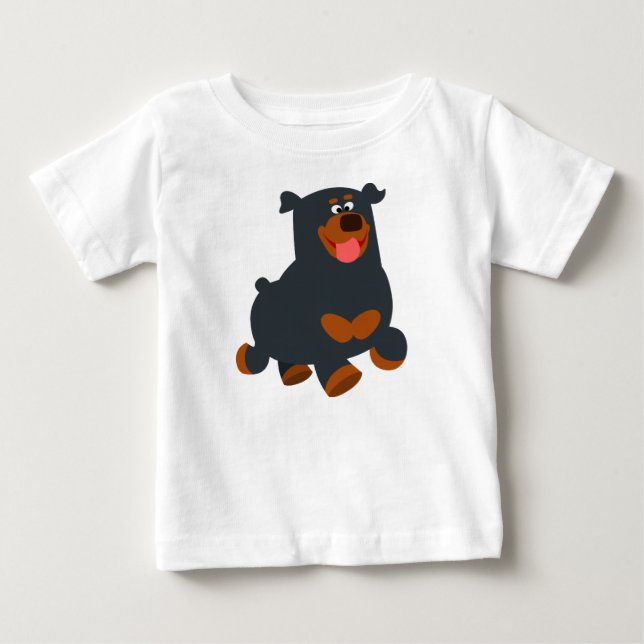 Camiseta De Bebé Personalizado de Gamboling Cute Rottweiler Baby T- (Anverso)