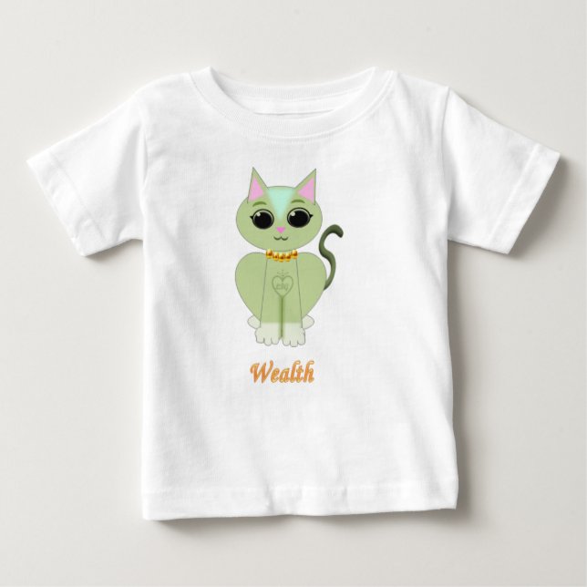 Camiseta De Bebé Personalizado de gatito verde (Anverso)