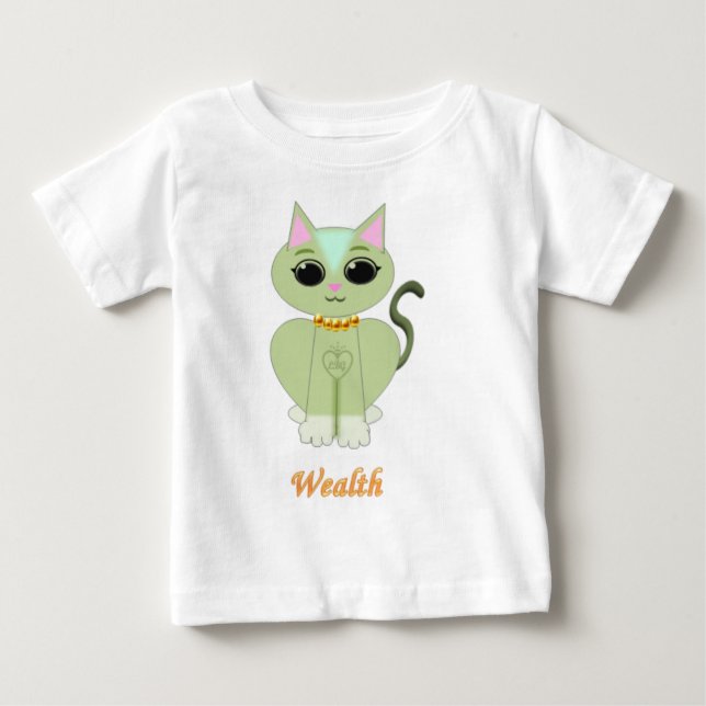 Camiseta De Bebé Personalizado de gatito verde (Anverso)