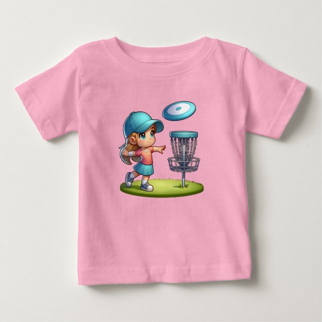 Camiseta De Bebé Personalizado de golf Cute Little Girl Disk (Anverso)