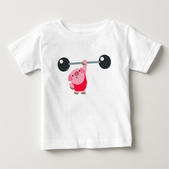Camiseta De Bebé Personalizado de Halterofilia Cute Cerdo Bebé Cami (Anverso)