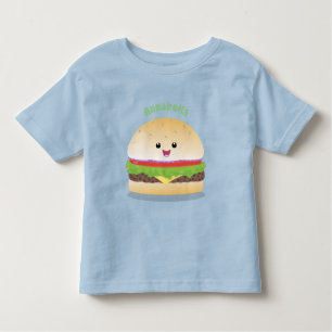 Camiseta De Bebé Personalizado de hamburguesa kawaii feliz