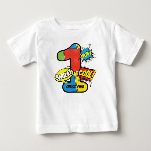 Camiseta De Bebé Personalizado de historietas de superhéroes (Anverso)