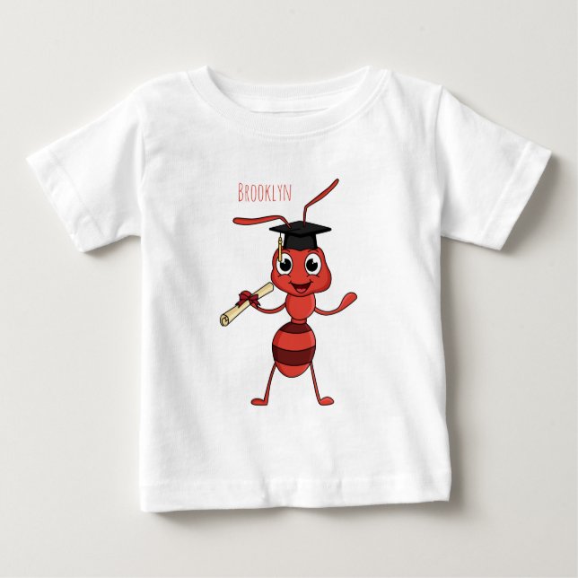 Camiseta De Bebé Personalizado de hormiga roja feliz (Anverso)