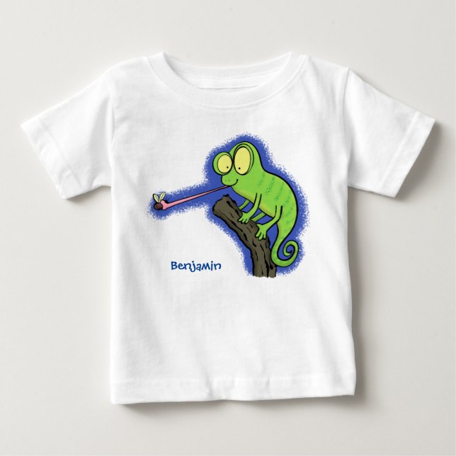Camiseta De Bebé Personalizado de lagarto de camaleón verde lindo (Anverso)